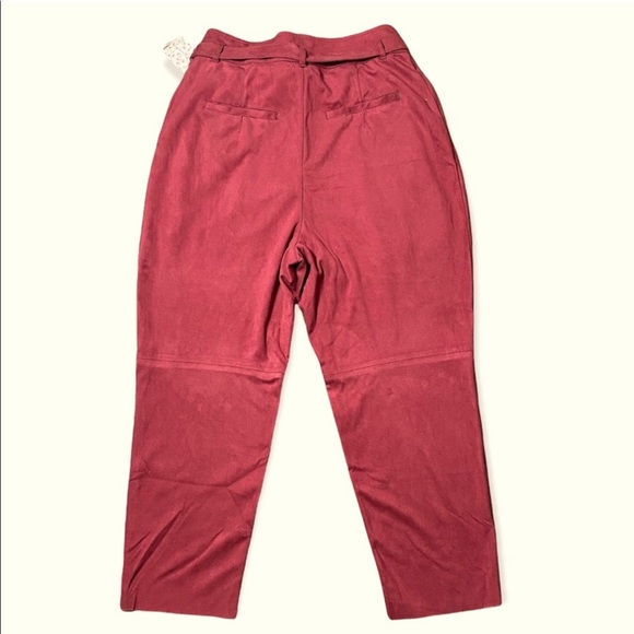 NWT Free People Nightfall Vegan Suede Pomegranate Waist Tye Pants Size 14 - Picture 5 of 16